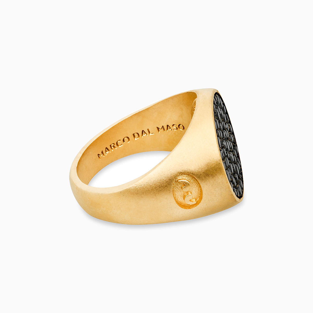 MONETA 18K Yellow Gold Matte Vermeil And Black Diamonds Signet Ring
