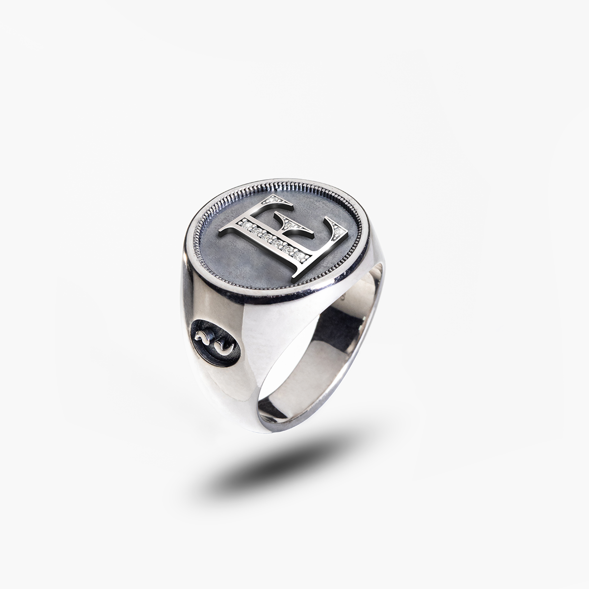 MONETA Silver Initial E Ring