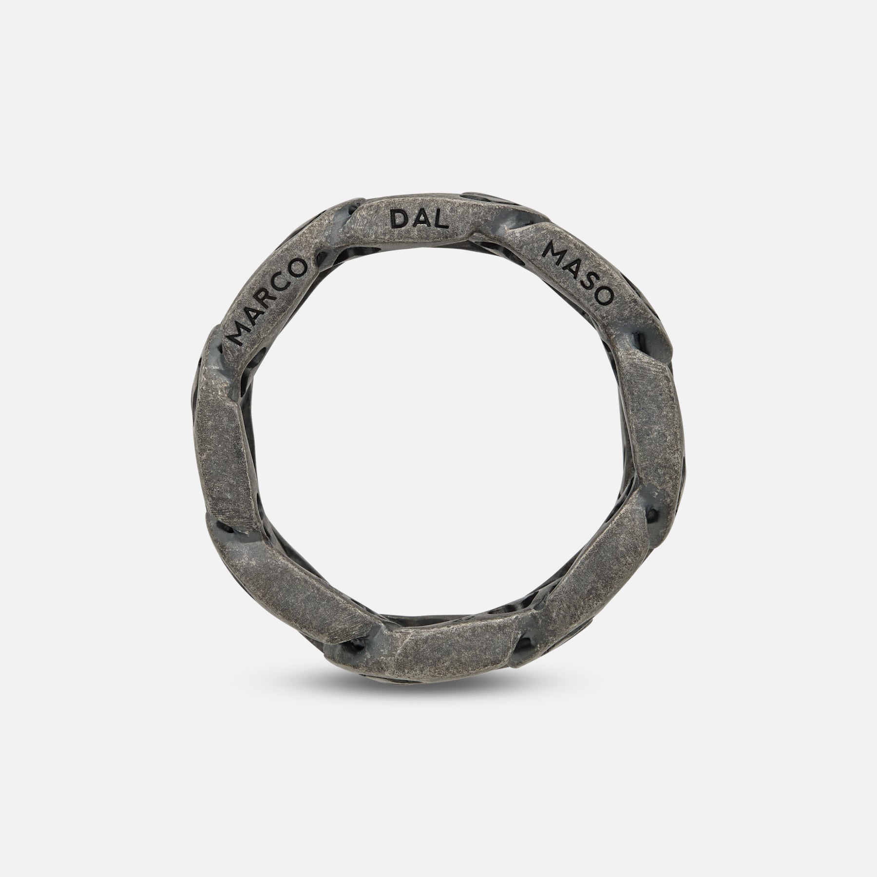 Side of Molten Loop Wide Ring in Oxidized Silver