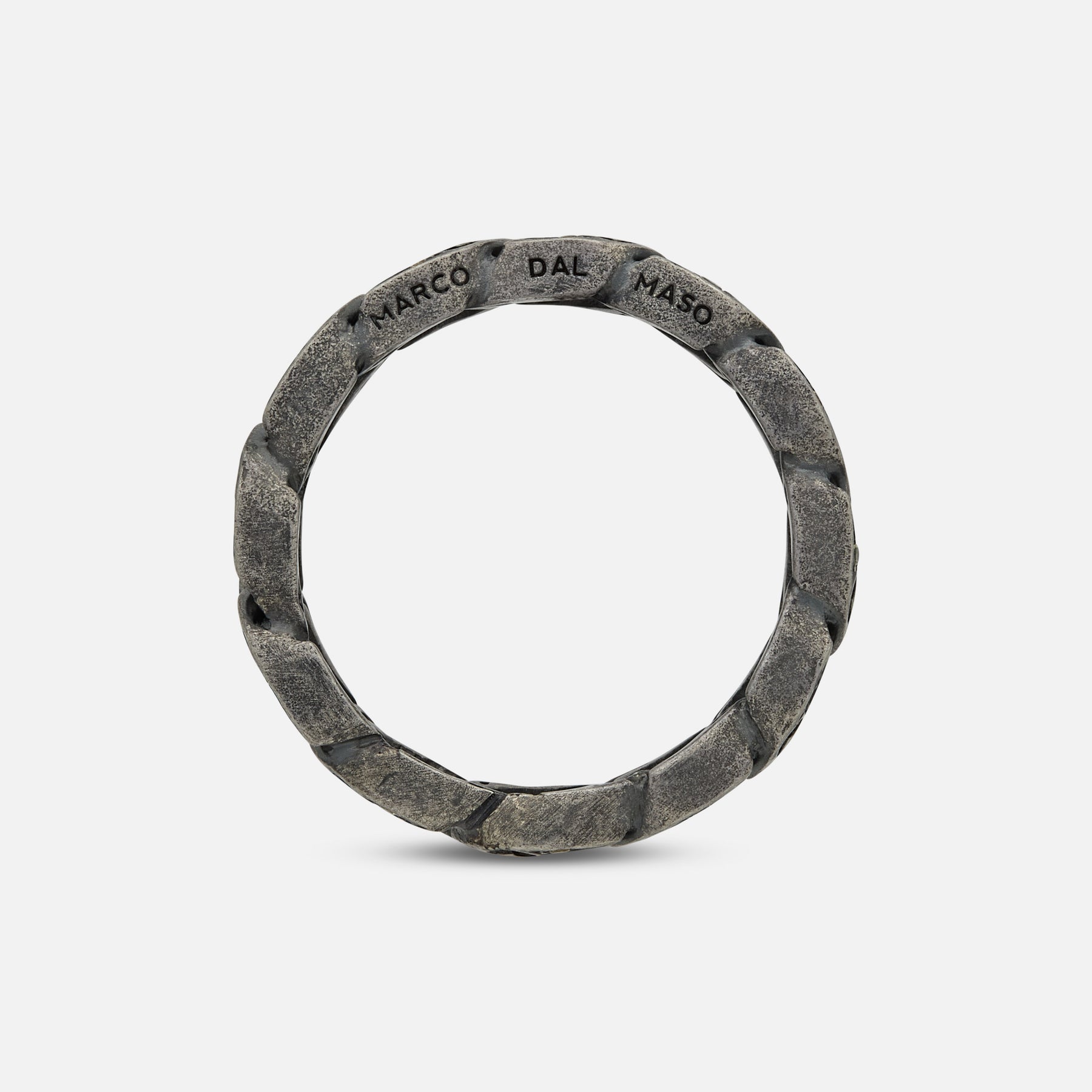 Side of Molten Loop Ring in Oxidized Silver, Blue Sapphire