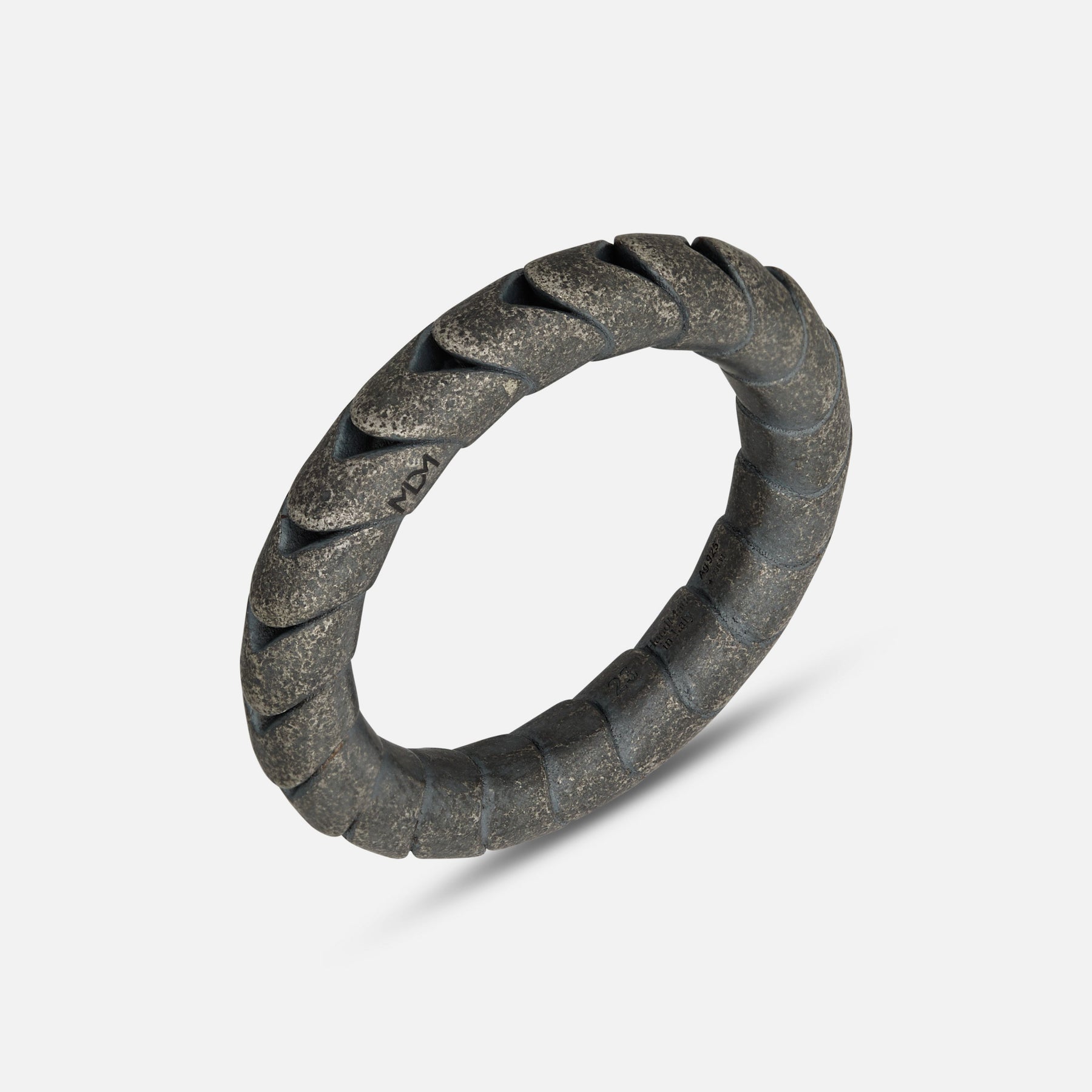 Close-up of Iron Snake Slender Ring in oxidized silver.