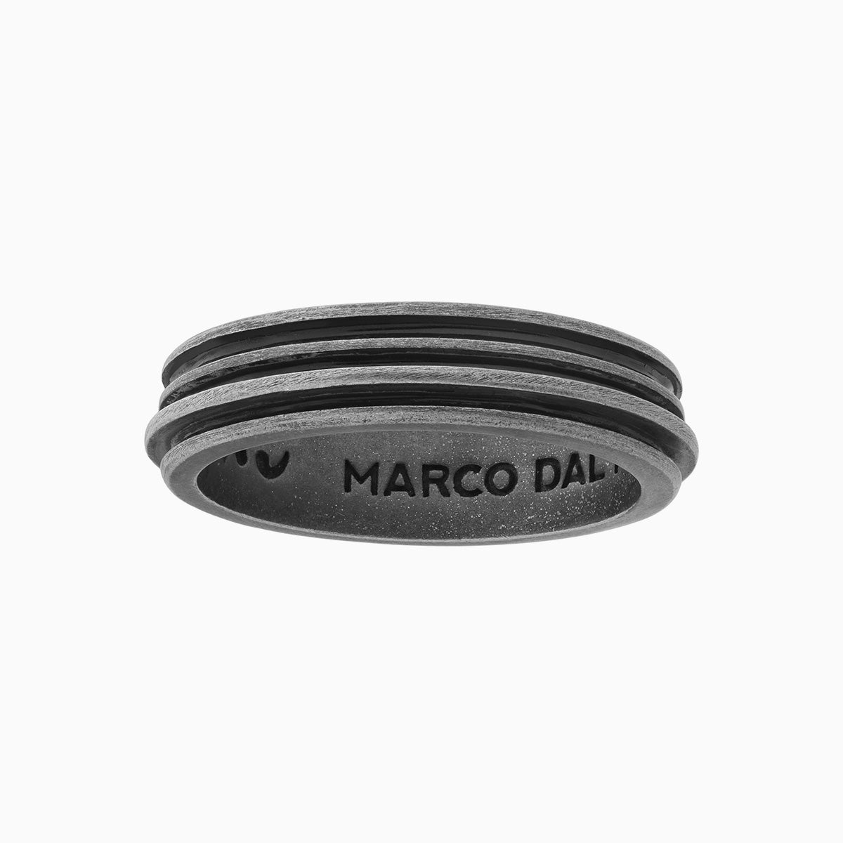 ACIES SLIM BAND, Oxidized Silver & Black Enamel - Side View