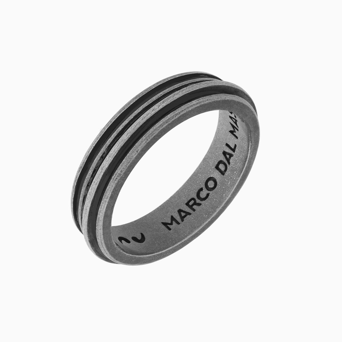 ACIES SLIM BAND, Oxidized Silver & Black Enamel