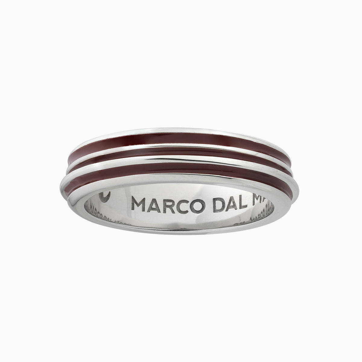 ACIES SLIM BAND, Polished Silver & Red Enamel - Side View