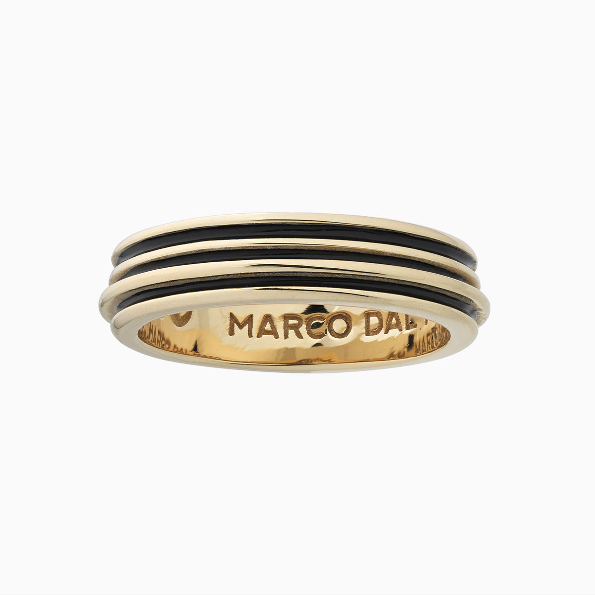 ACIES SLIM BAND, Yellow Gold Polished Vermeil & Black Enamel - Side View
