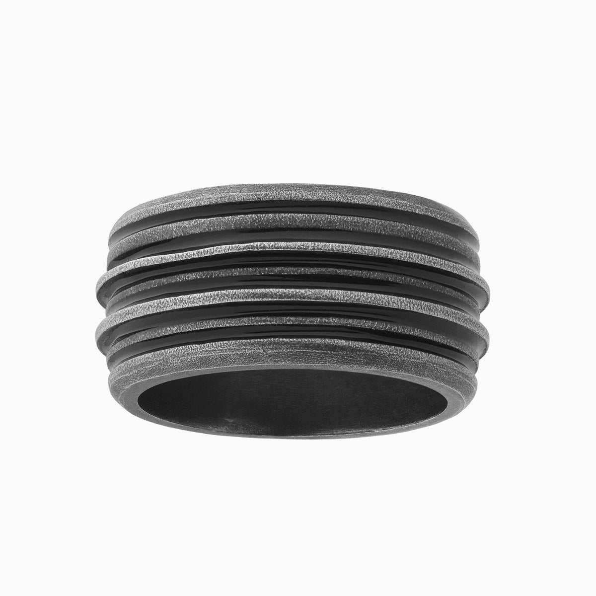 ACIES BAND, Oxidized Silver & Black Enamel - Side View