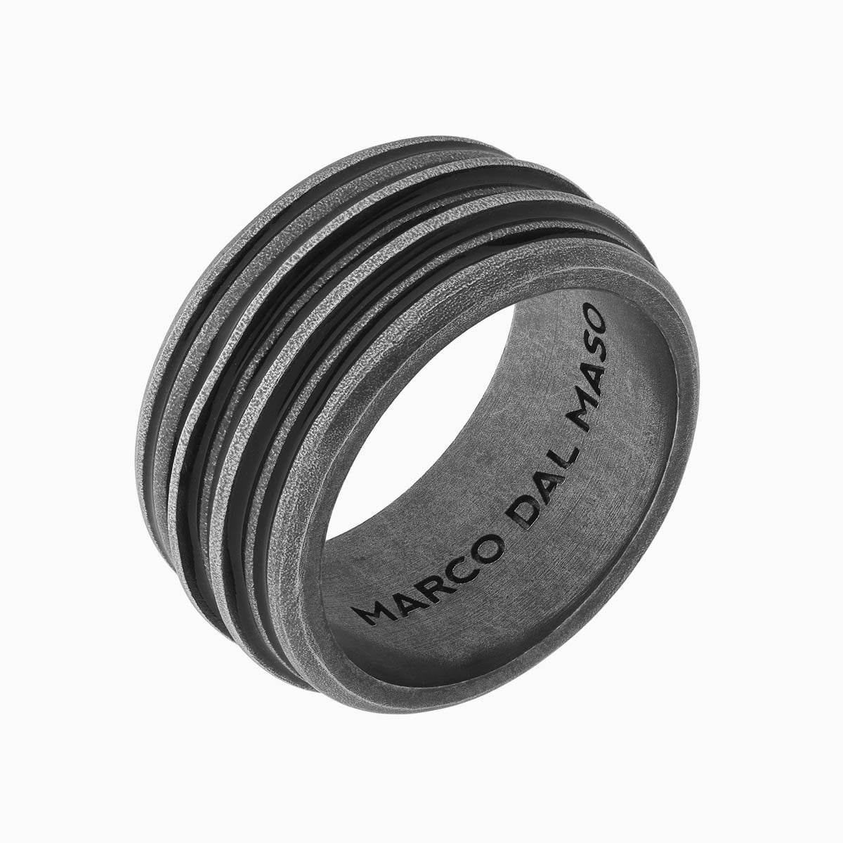 ACIES BAND, Oxidized Silver & Black Enamel