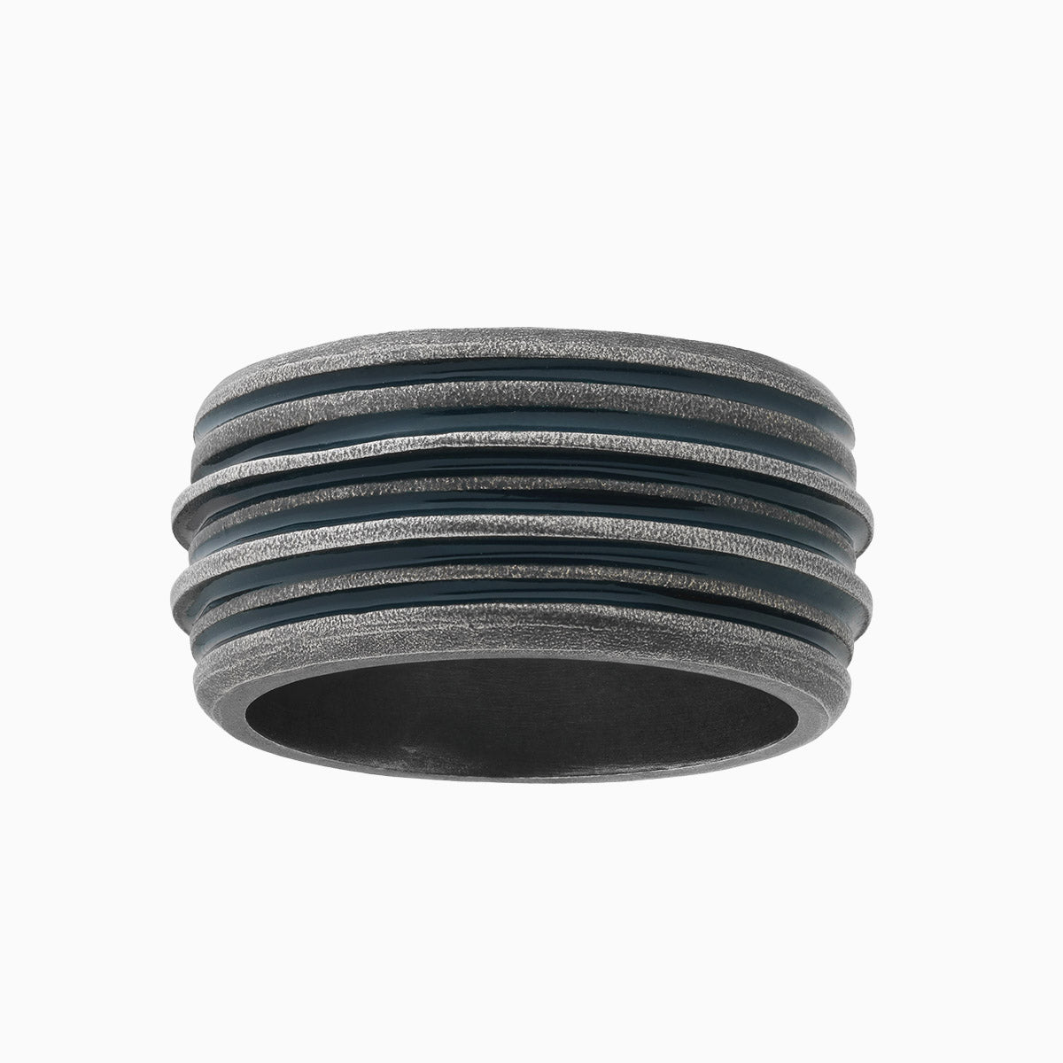 ACIES BAND, Oxidized Silver & Green Enamel - Side View