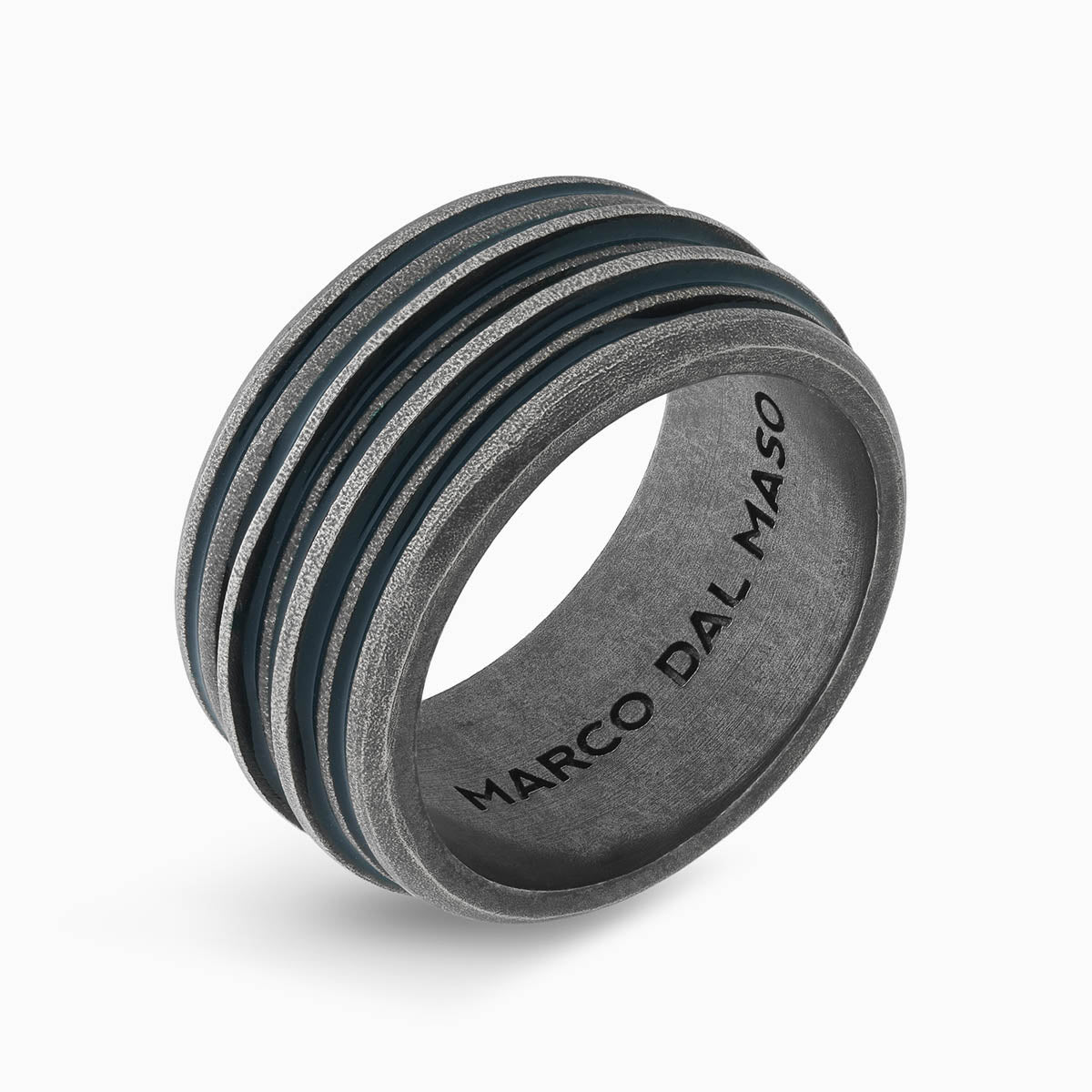 ACIES BAND, Oxidized Silver & Green Enamel