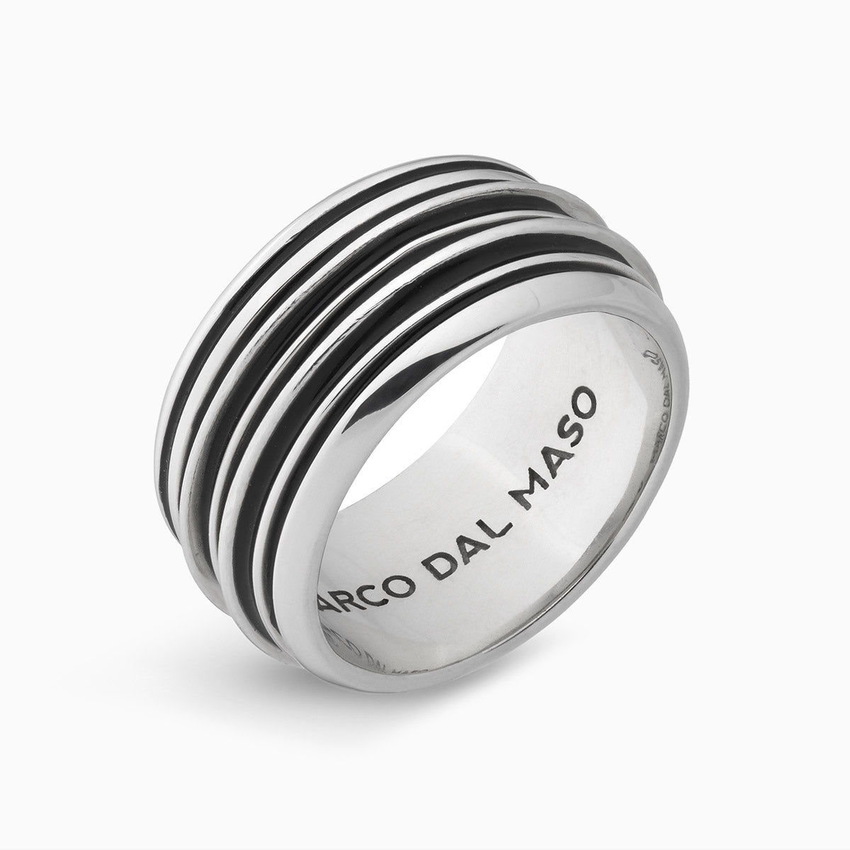 ACIES BAND, Polished Silver & Black Enamel