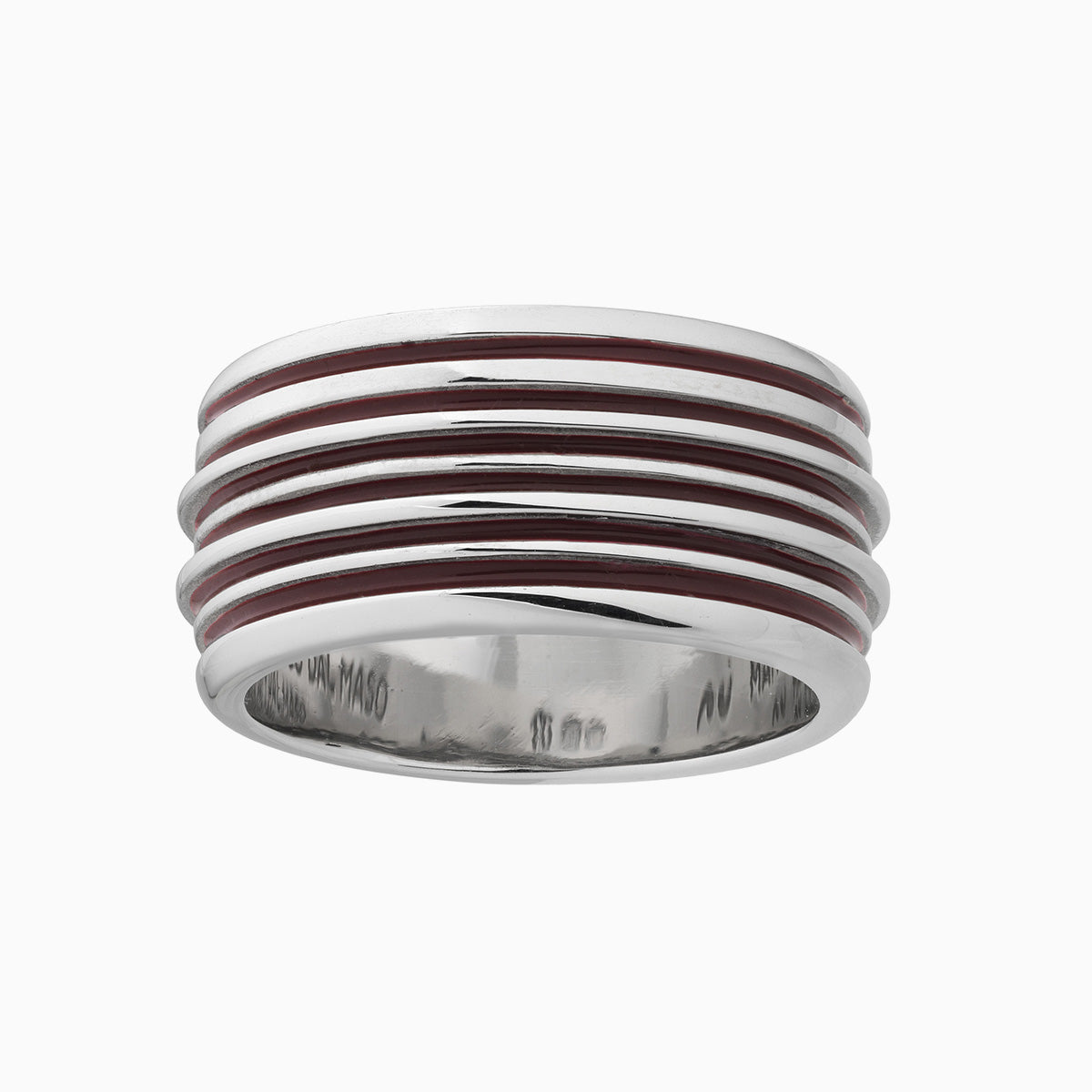 ACIES BAND, Polished Silver & Red Enamel - Side View