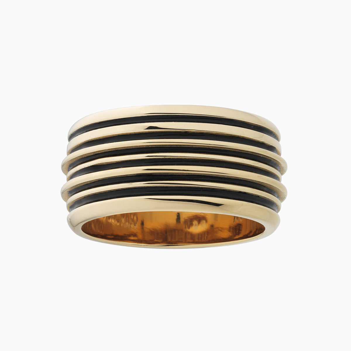 ACIES BAND, Yellow Gold Polished Vermeil & Black Enamel - Side View