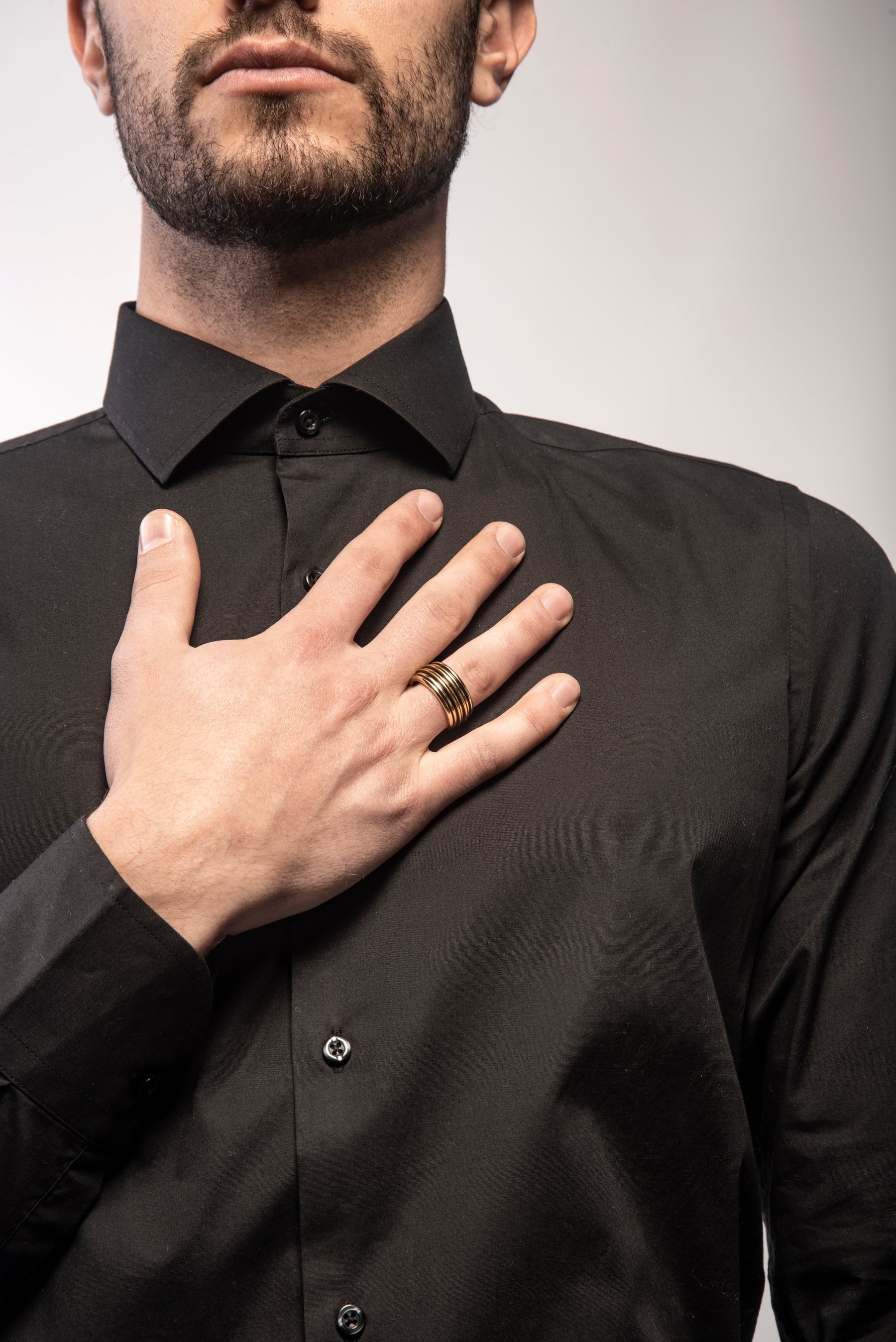 ACIES BAND, Yellow Gold Polished Vermeil & Black Enamel - Model View