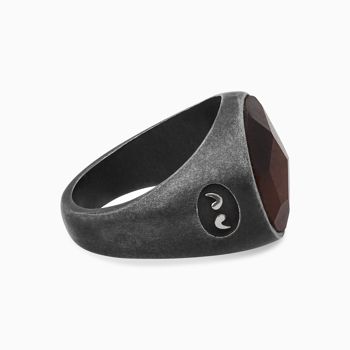 MONETA Oxidized Silver & Red Tiger Eye Signet Ring