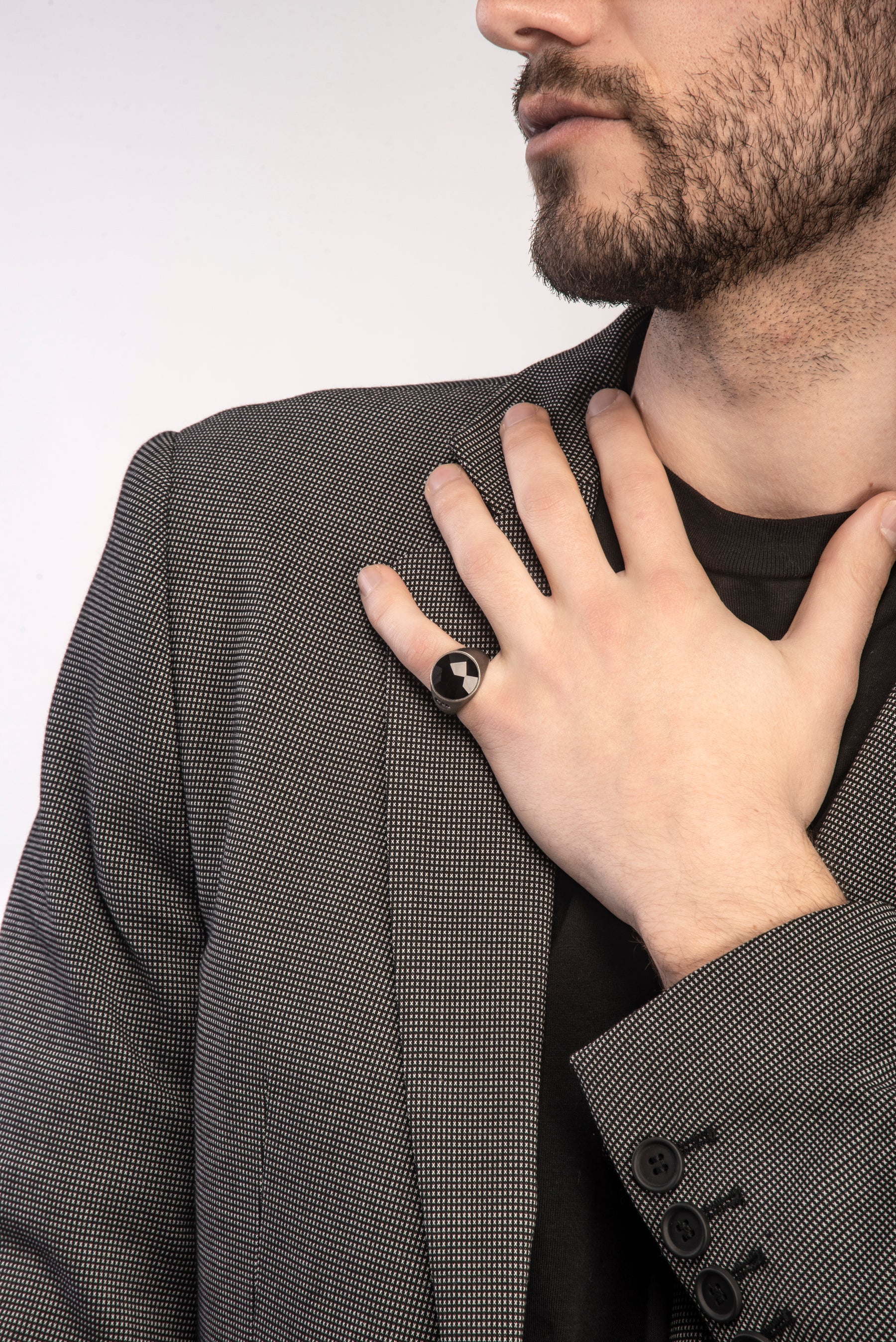 MONETA Oxidized Silver And Onyx Signet Ring