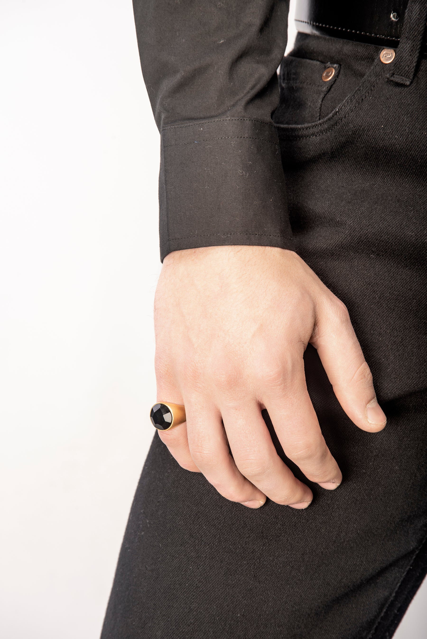 MONETA 18K Yellow Gold Matte Vermeil & Onyx Signet Ring