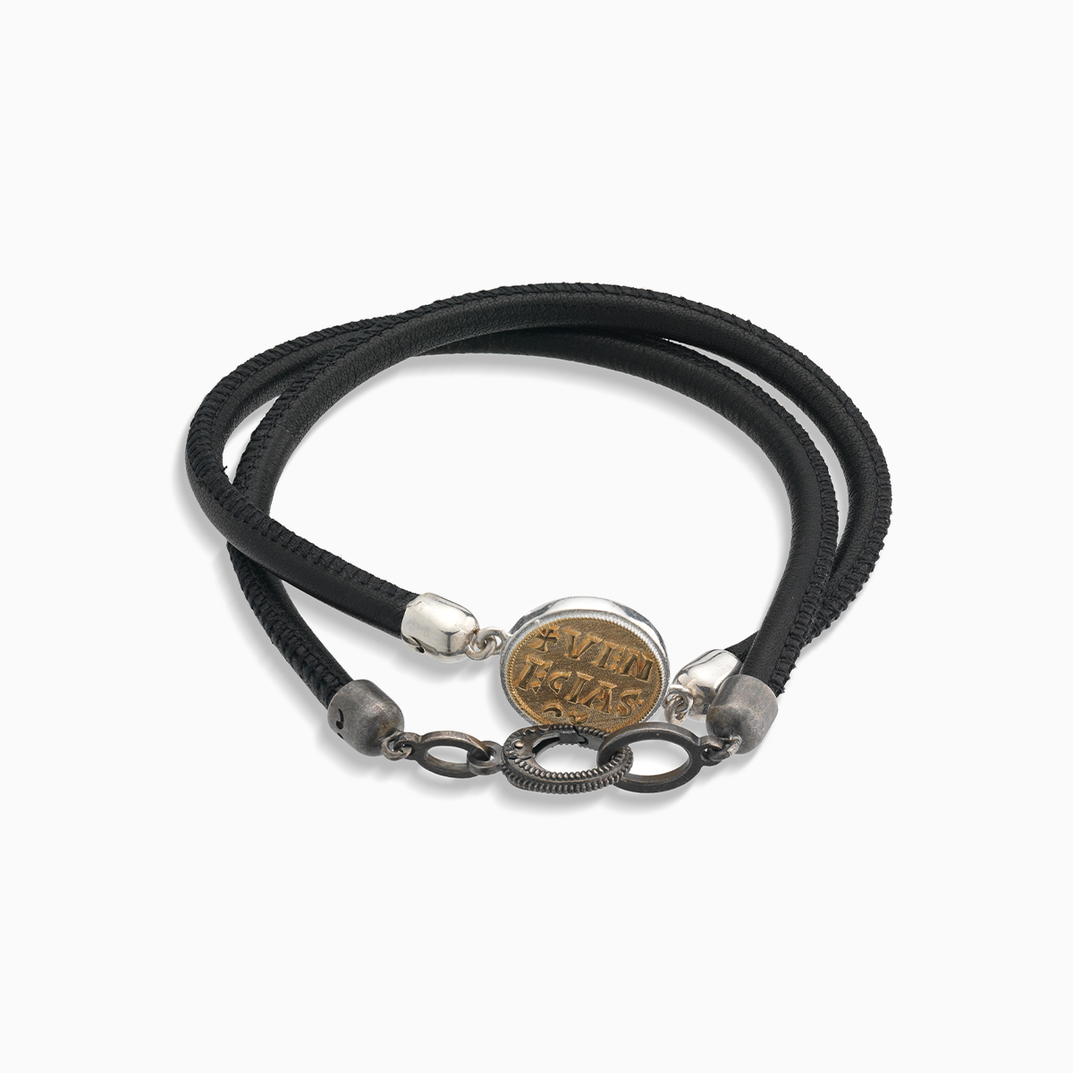 MONETA 18K Yellow Vermeil Bracelet With Black Leather