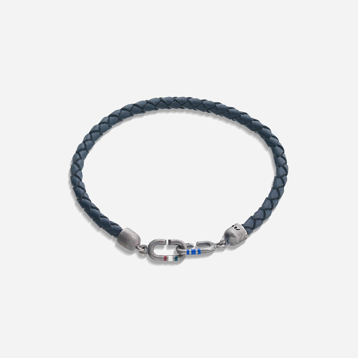 THE LINK Bracciale Singolo in Smalto Blu e Pelle
