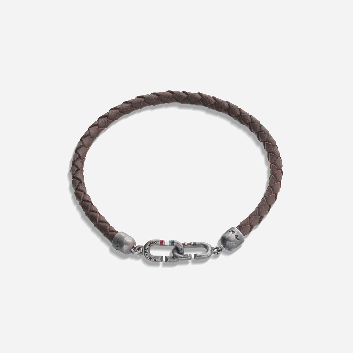 THE LINK Bracciale Singolo in Smalto Marrone e Pelle