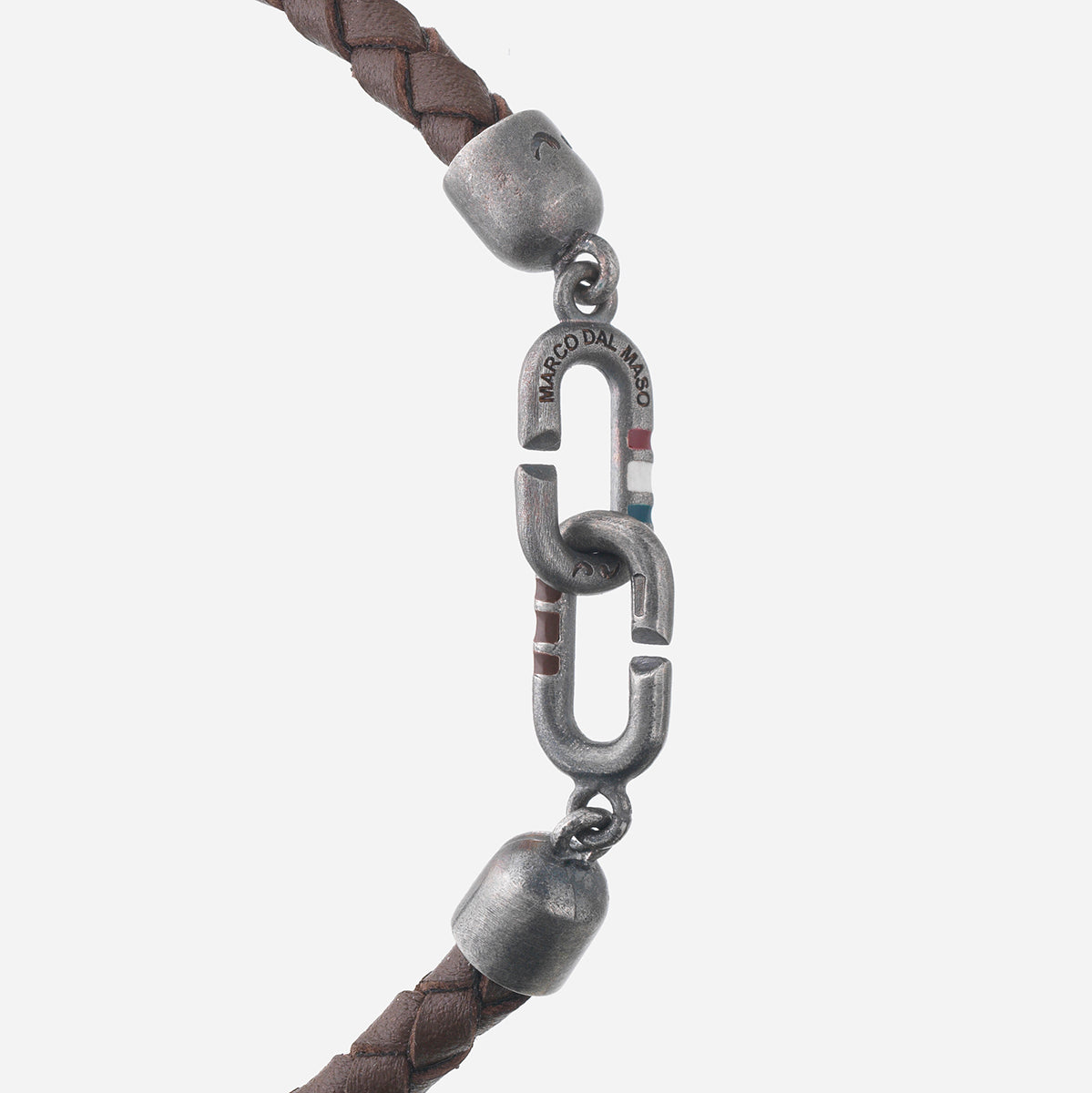 THE LINK Bracciale Singolo in Smalto Marrone e Pelle