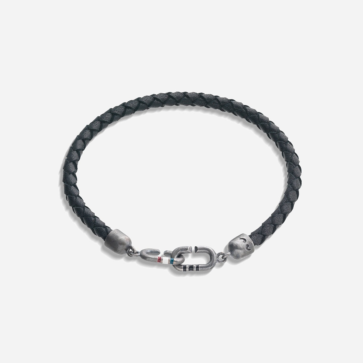 THE LINK Bracciale Singolo in Smalto Nero e Pelle