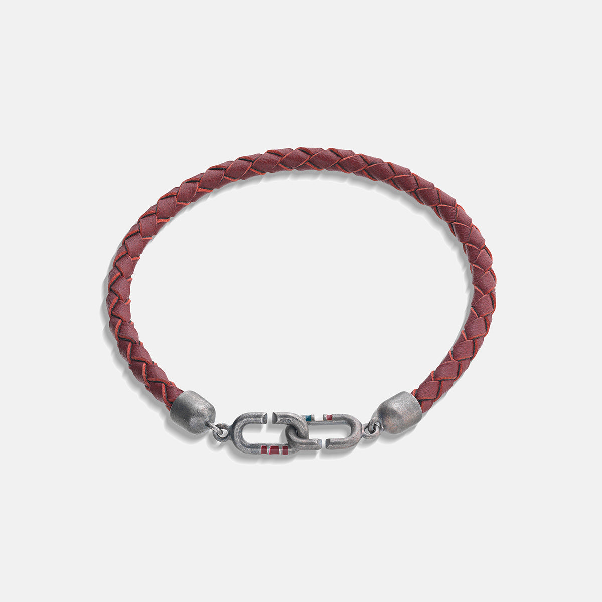 THE LINK Bracciale Singolo in Smalto Rosso e Pelle