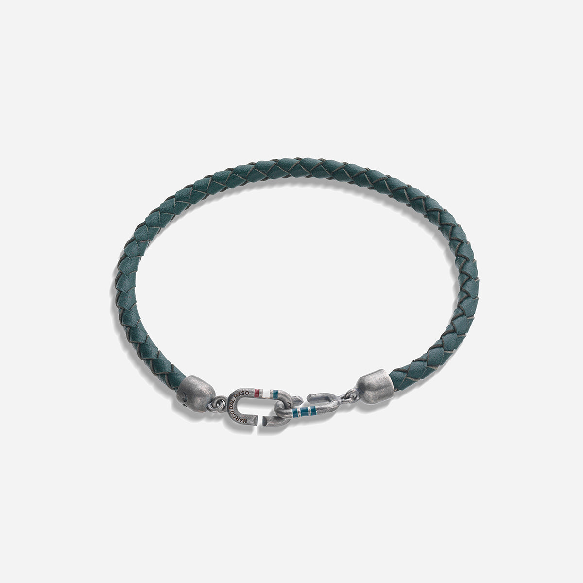 THE LINK Bracciale Singolo in Smalto Verde e Pelle
