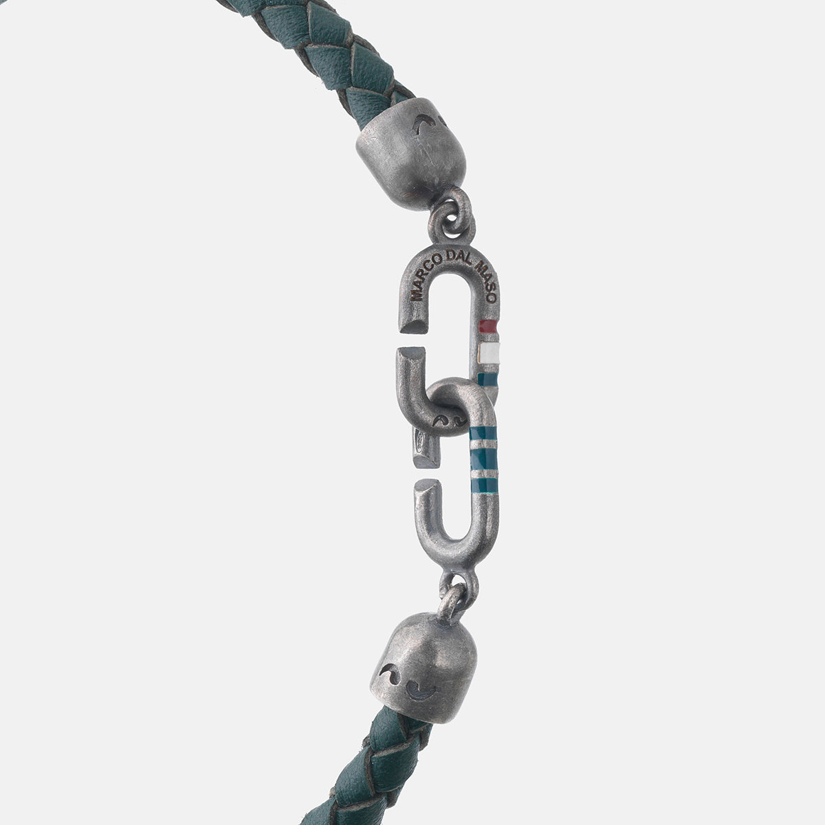 THE LINK Bracciale Singolo in Smalto Verde e Pelle