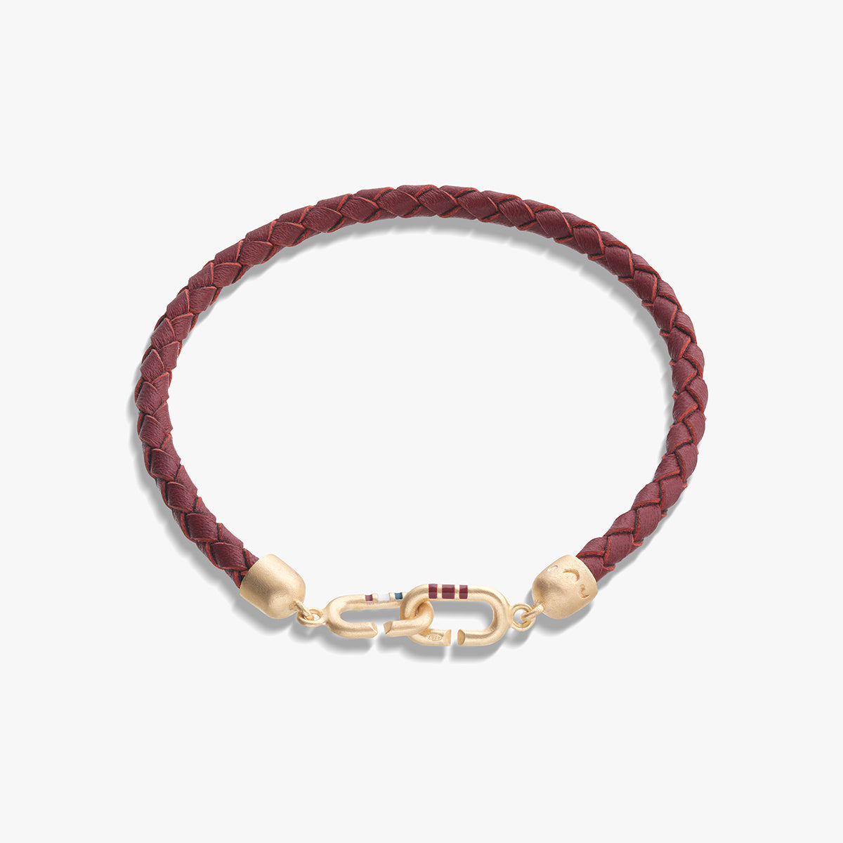 THE LINK Bracciale in pelle e smalto rosso singolo in vermeil 18K