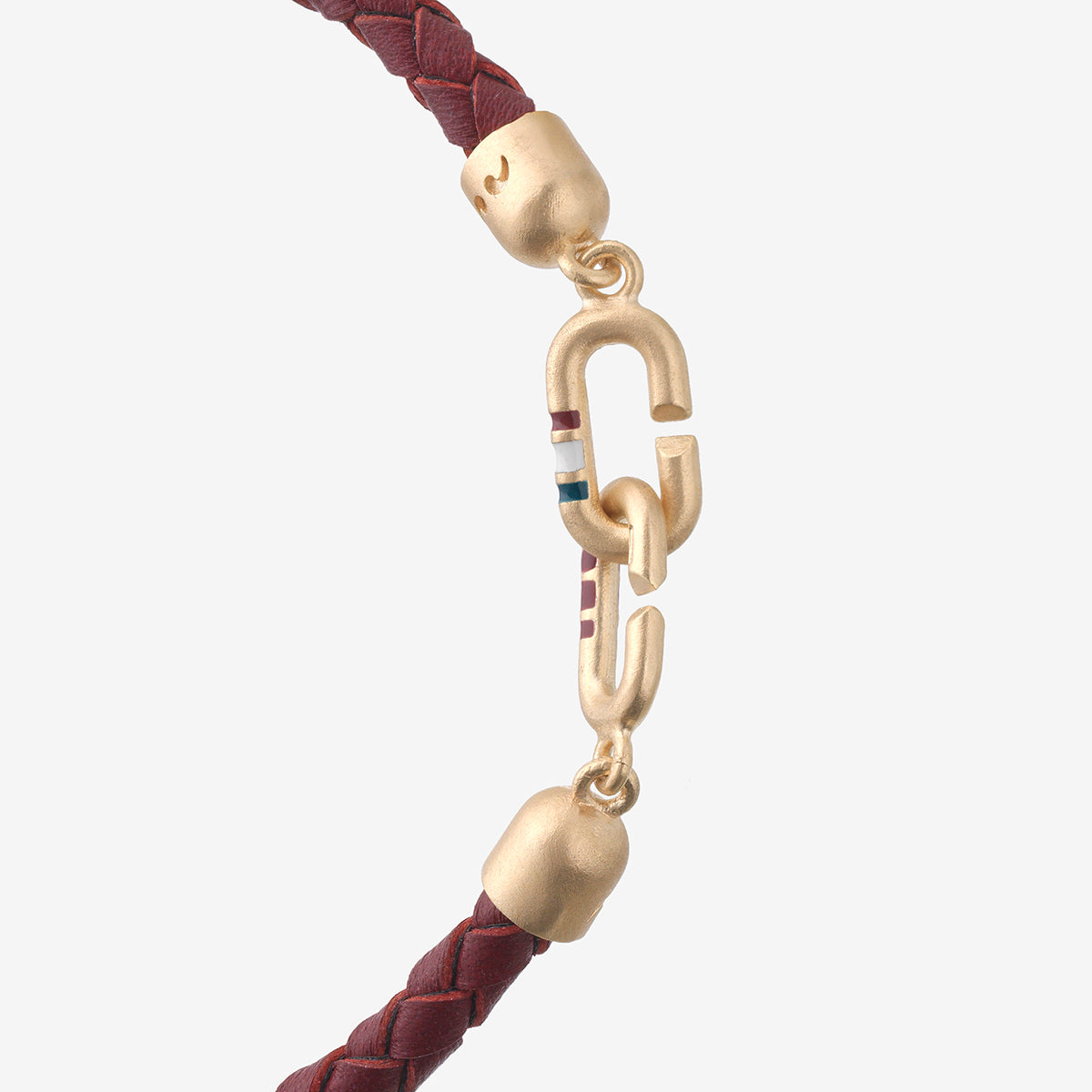 THE LINK Bracciale in pelle e smalto rosso singolo in vermeil 18K