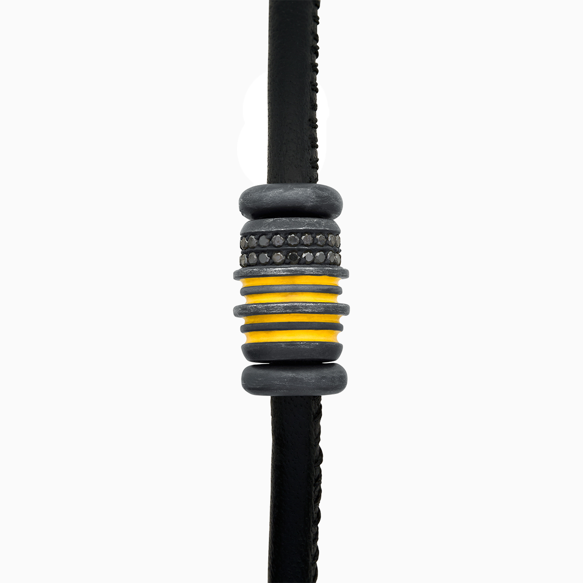 Bracciale ACIES Roller Black Matte con diamanti neri e smalto giallo