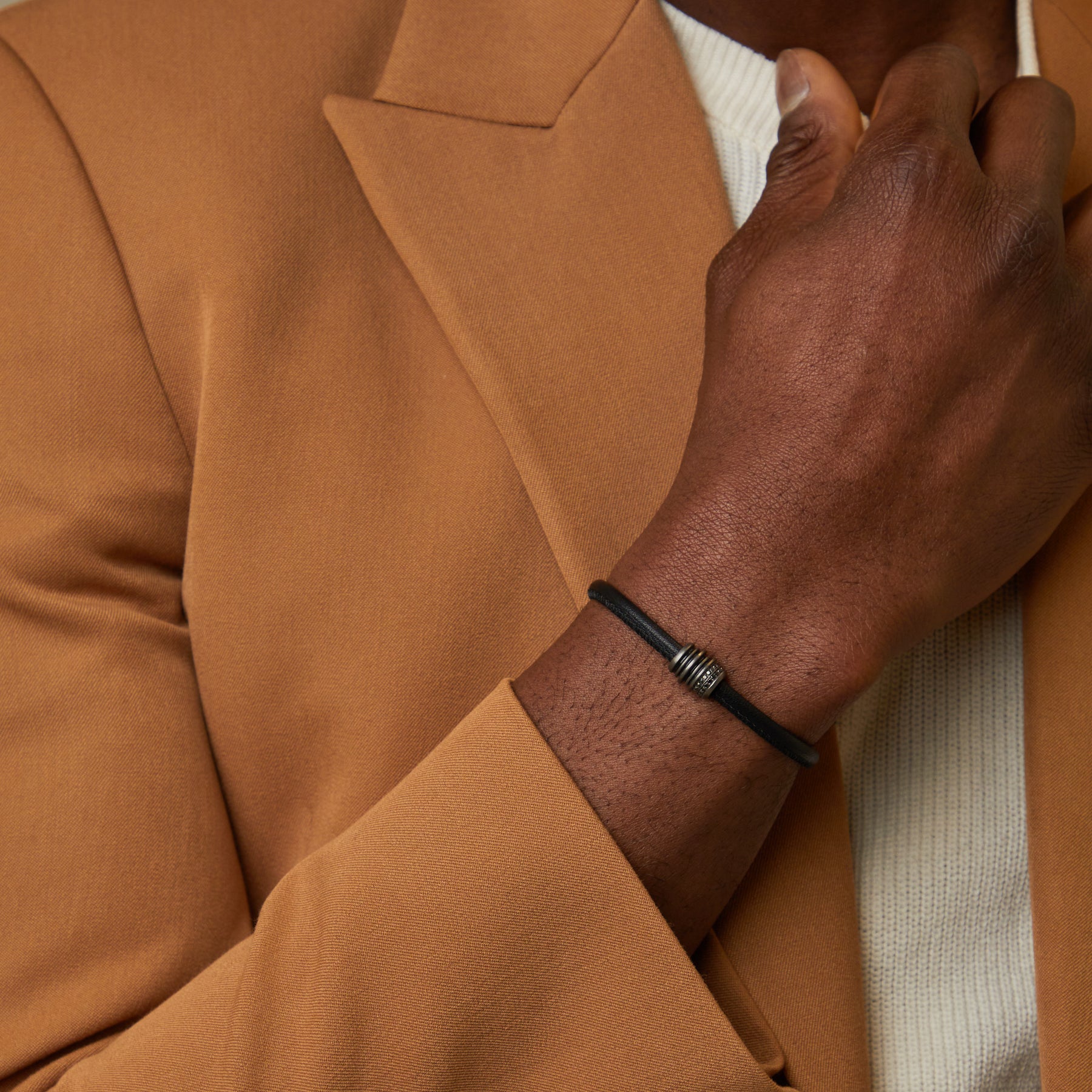 ACIES Triple Black Matte Roller Bracelet with Black Diamonds and Black Enamel