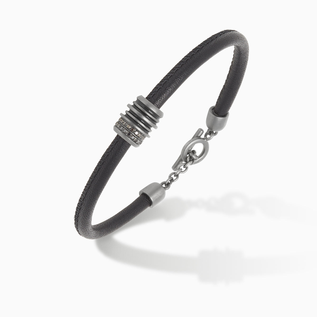 ACIES Triple Black Matte Roller Bracelet with Black Diamonds and Black Enamel