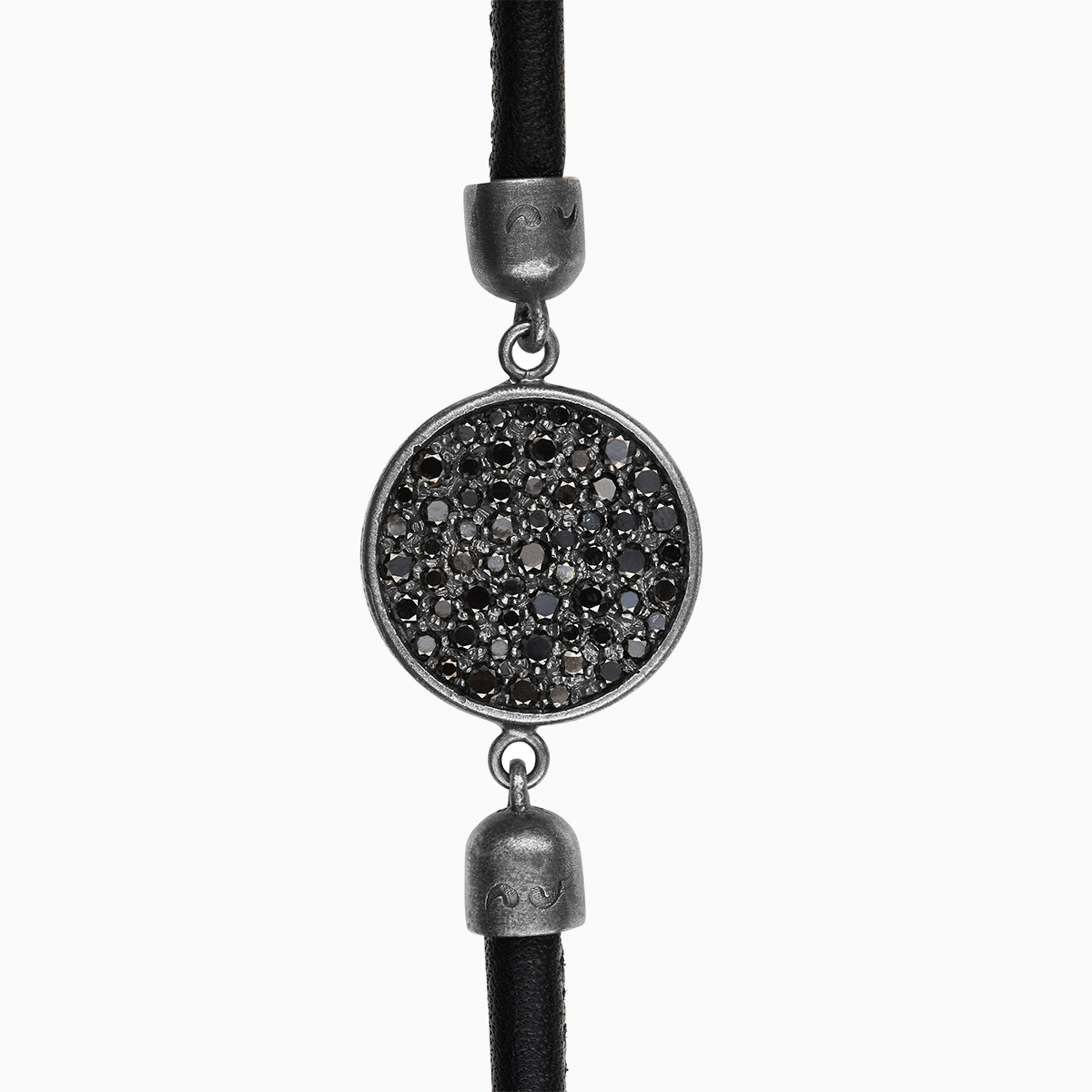MONETA Black Diamonds & Black Leather Bracelet