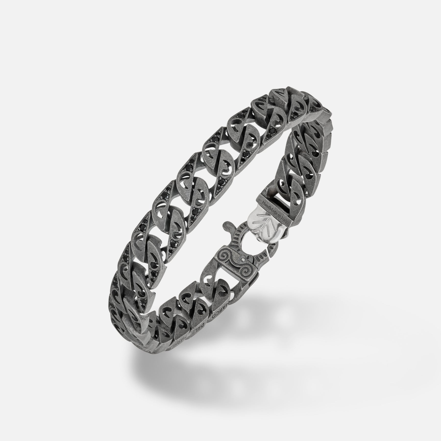 Front of Molten Loop Wide Bracelet in Polished Silver, Oxidized Silver, Black Diamond - Top