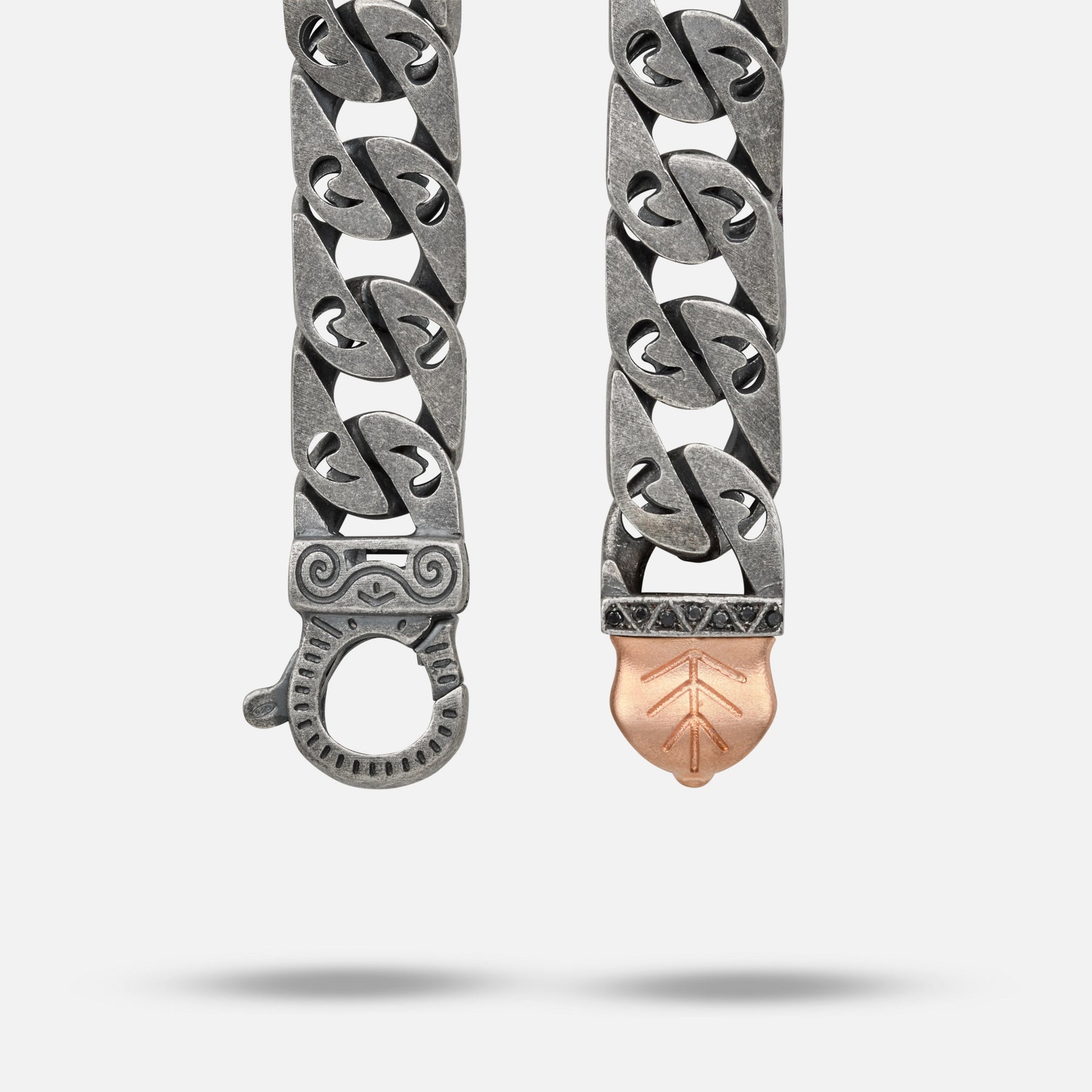 FLAMING TONGUE 9MM Necklace with Black Diamonds and Rose Gold Vermeil