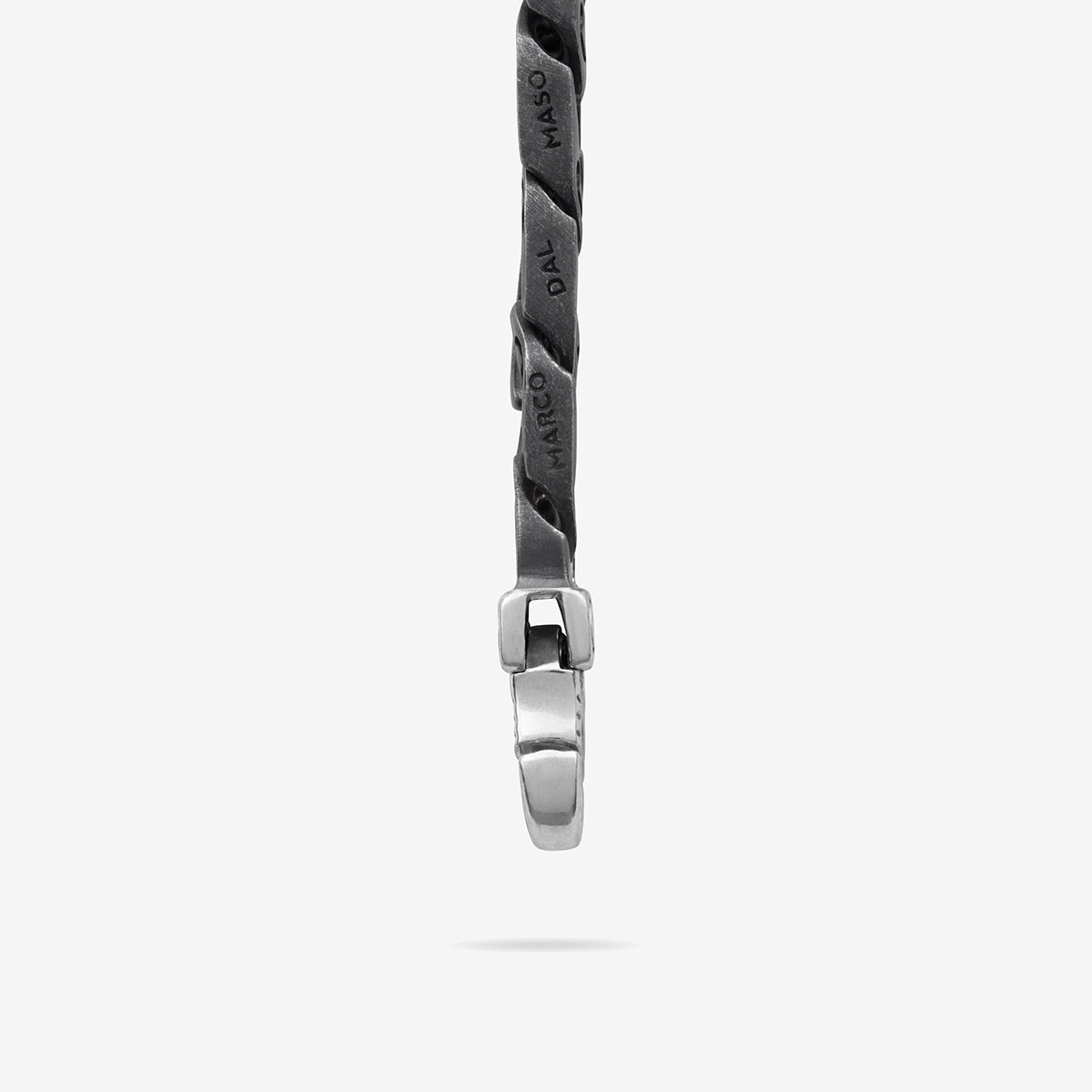 FLAMING TONGUE 9MM Necklace with Black Diamonds, Oxidized Silver, Black Diamonds - Side Clasp View