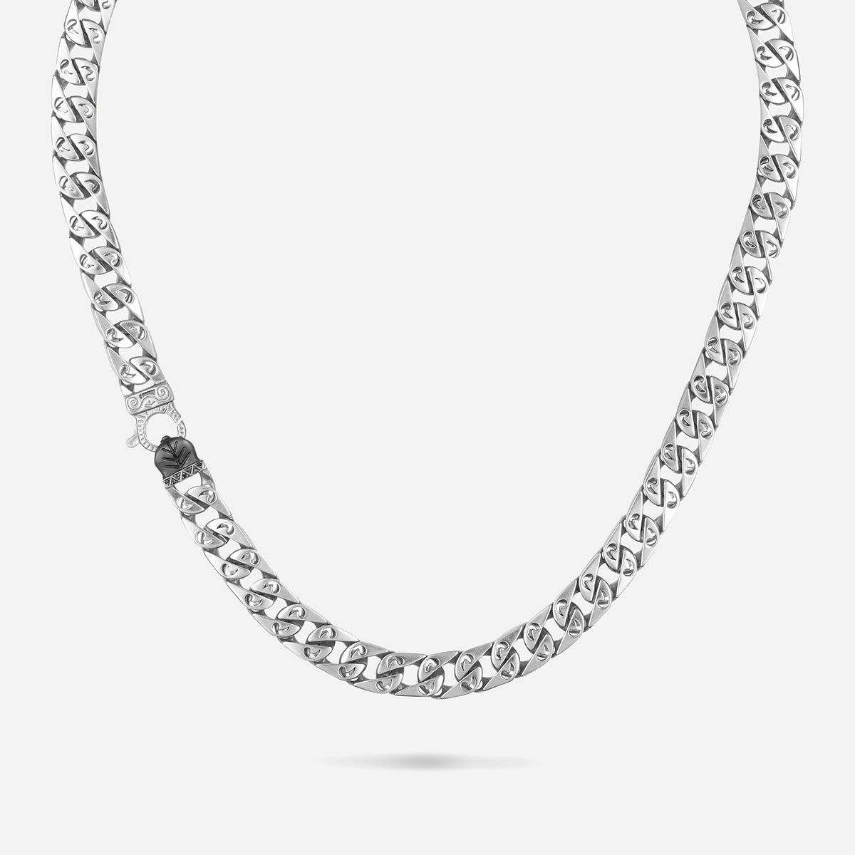 FLAMING TONGUE 9MM Necklace with Black Diamonds, Polished Silver, Black Diamonds