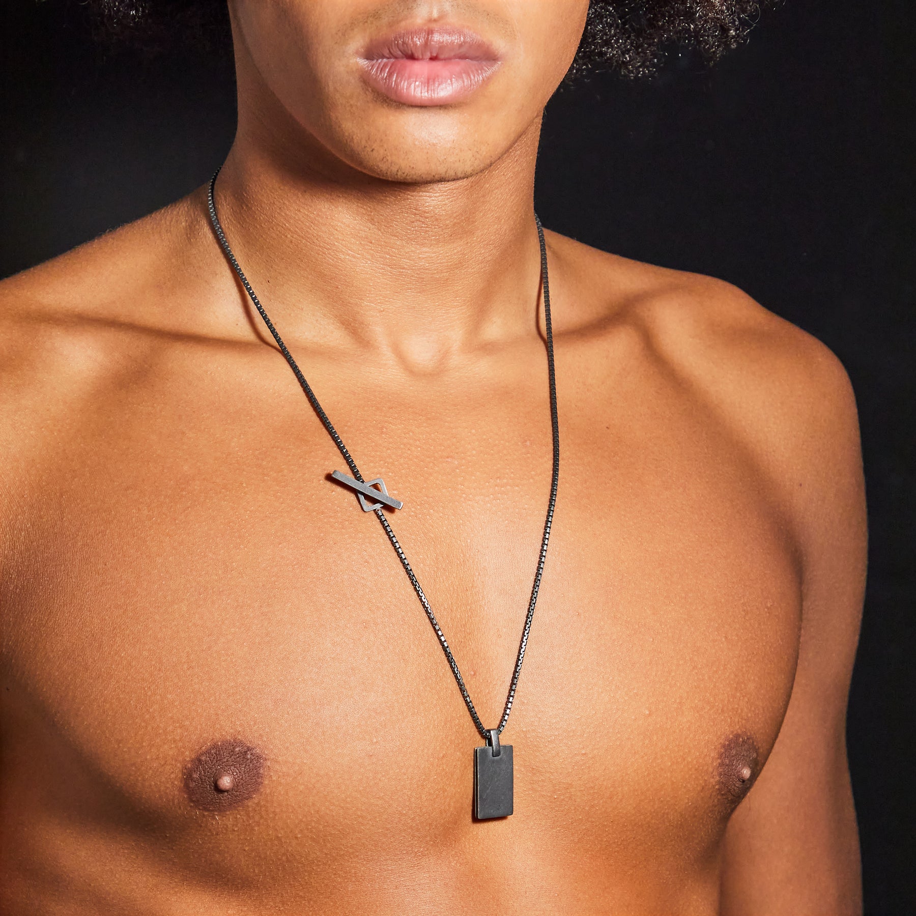 ELAN Oxidized Silver Tag with Brown Enamel