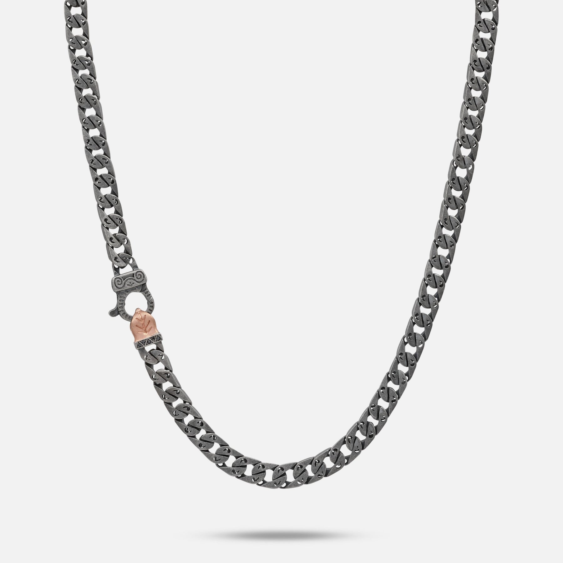 FLAMING TONGUE 6MM Necklace with Black Diamonds and Rose Gold Vermeil