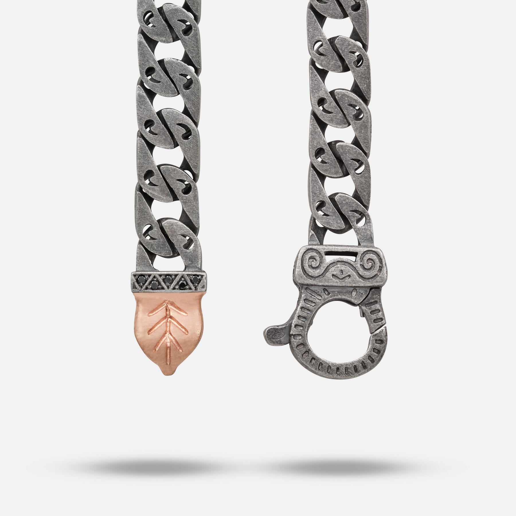 FLAMING TONGUE 6MM Necklace with Black Diamonds and Rose Gold Vermeil