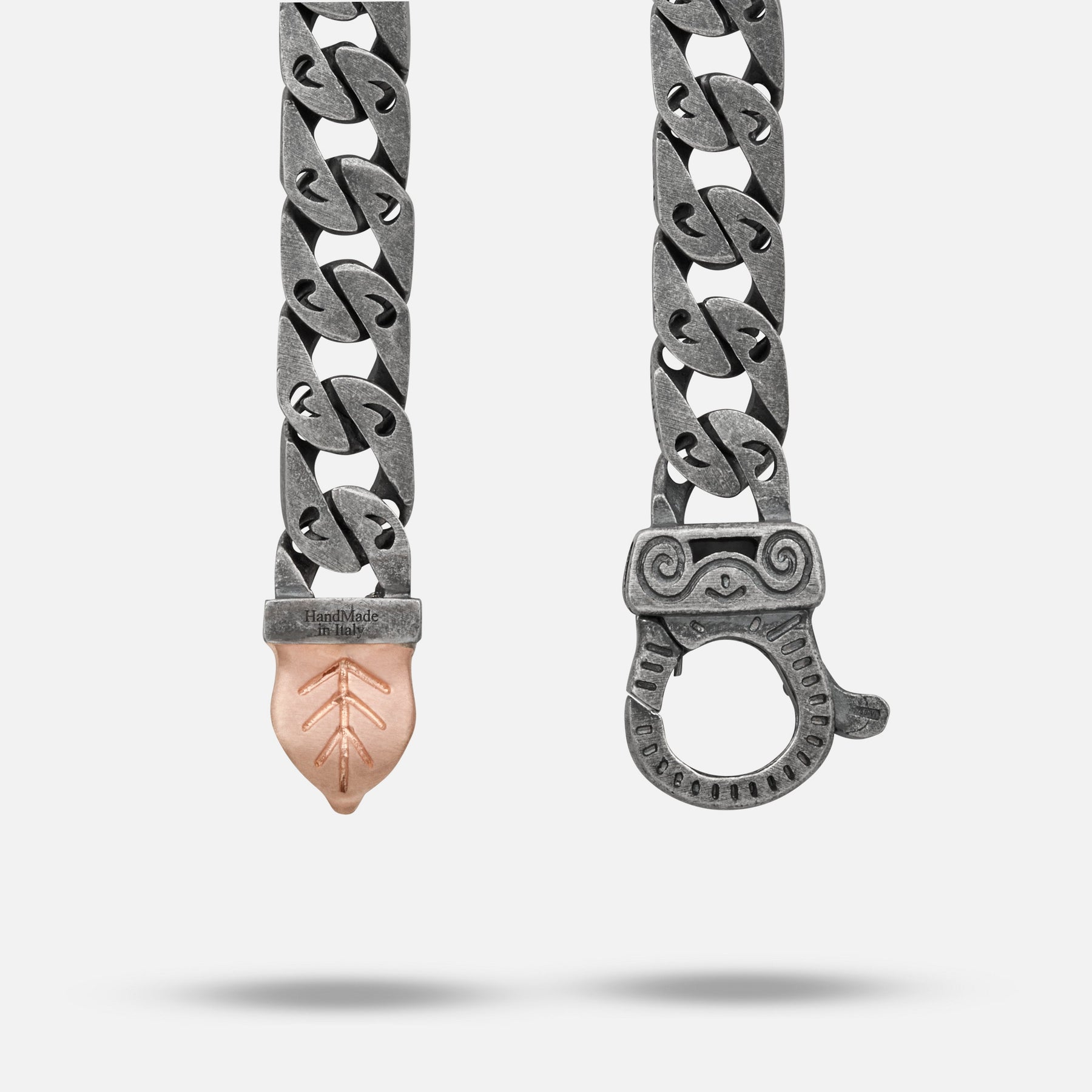 FLAMING TONGUE 6MM Necklace with Black Diamonds and Rose Gold Vermeil