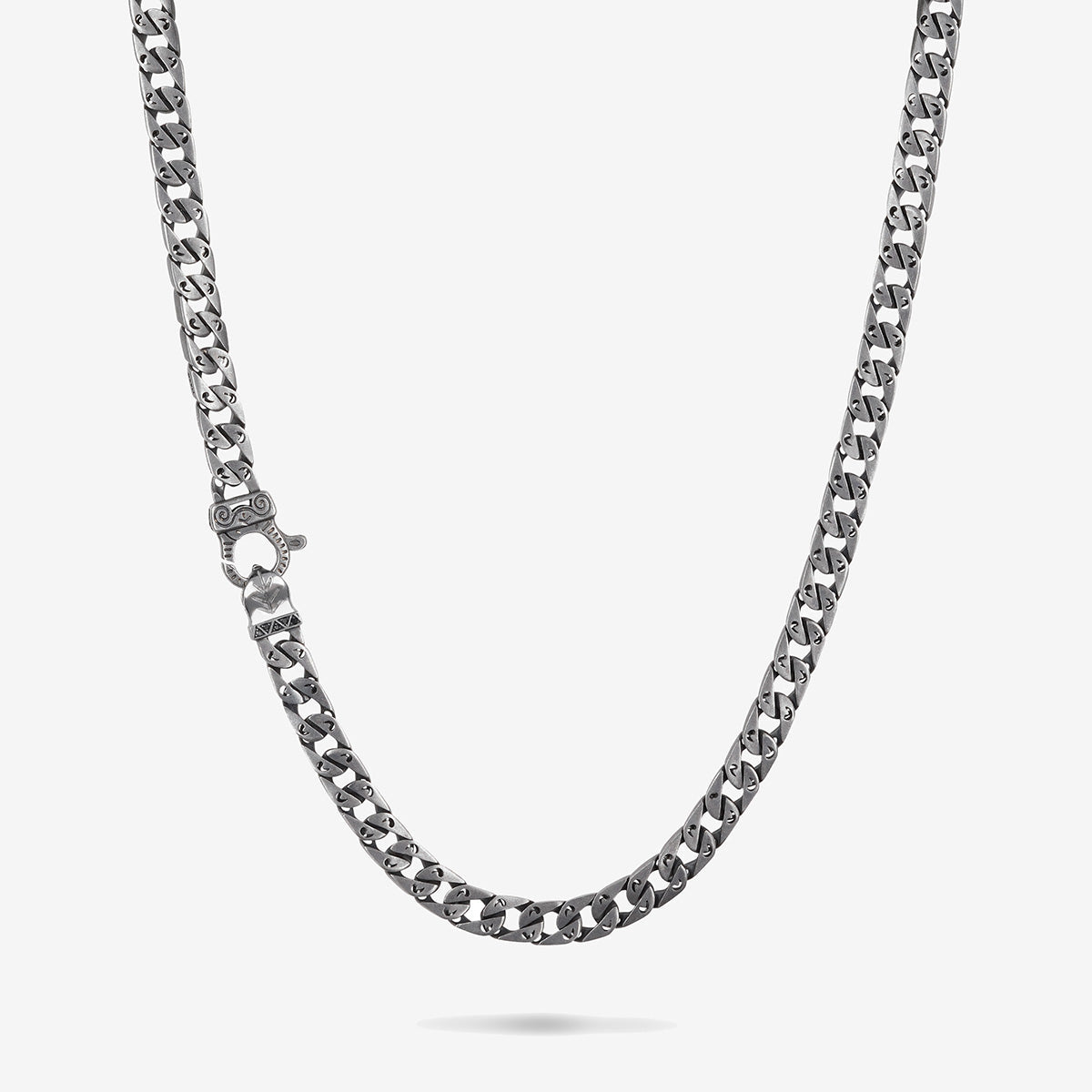 FLAMING TONGUE 6MM Necklace with Black Diamonds, Oxidized Silver