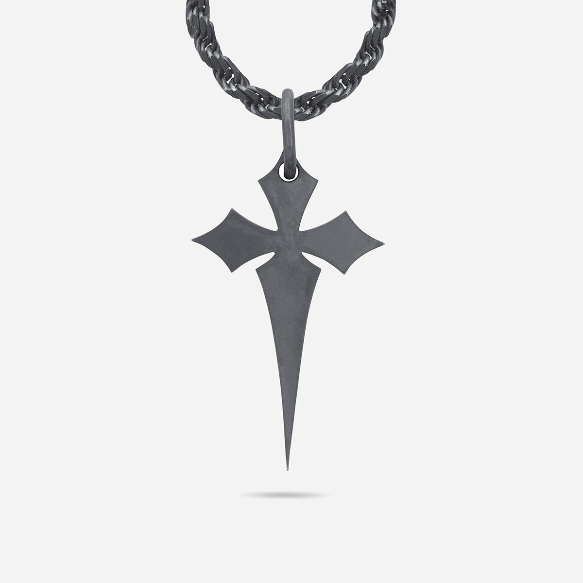 THE CROSS Oxidized Gothic Pendant, Oxidized Silver, Ivory Enamel-Standard View 1