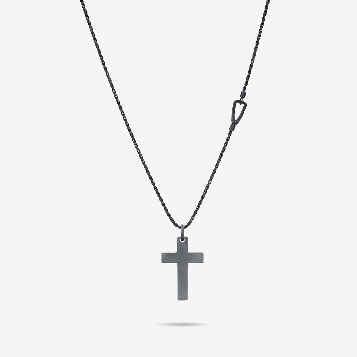 The Cross Double Enamel Pendant, Oxidized Silver, Green Enamel-Straight View 1