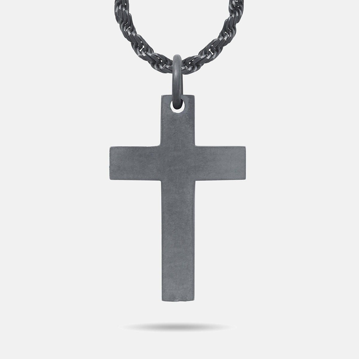 The Cross Double Enamel Pendant, Oxidized Silver, Green Enamel-Standard View 1