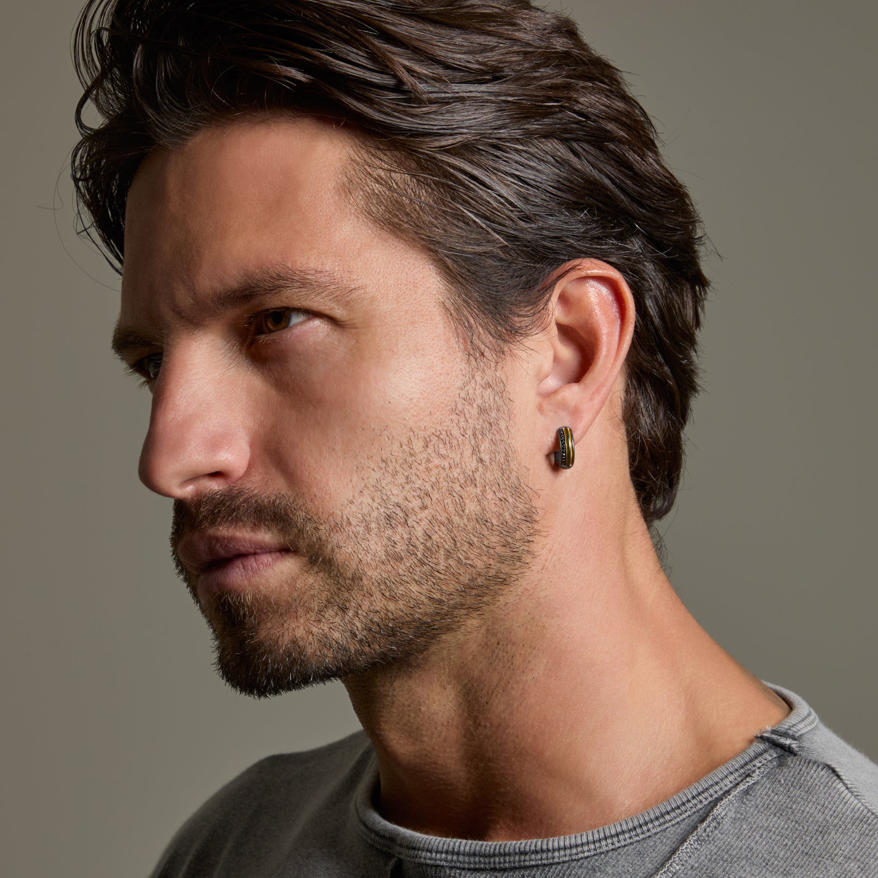 THE CROSS Latin Pendant, Rose Gold Vermeil, Brown Enamel-Model View 2