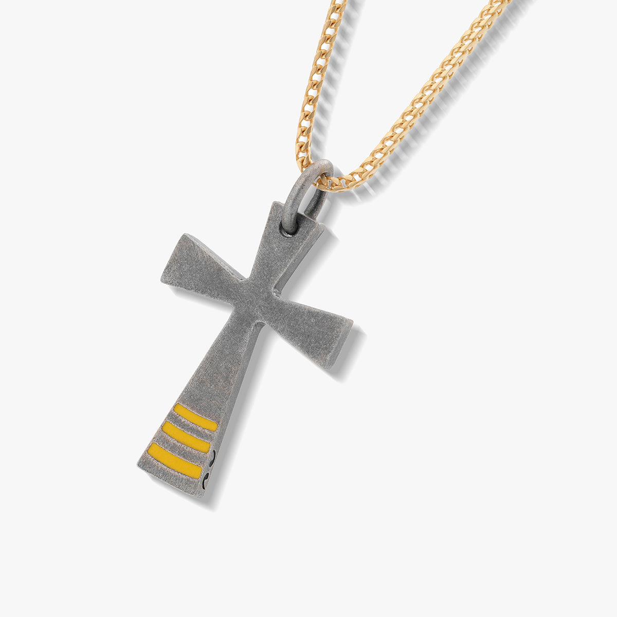 THE CROSS Enamel Pendant, Yelllow gold Vermeil, Yellow Enamel-Close View