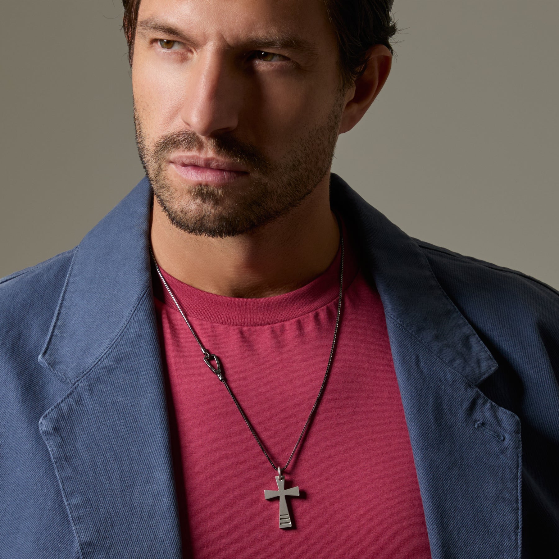 THE CROSS Byzantine Pendant, Matte Silver-Model View 1
