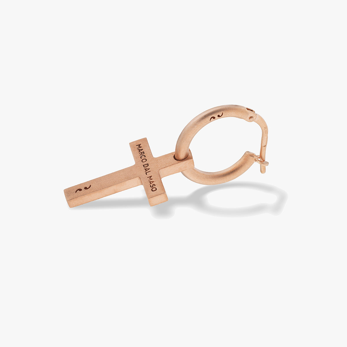 THE CROSS Pendant Earring, Matte Rose Gold Vermeil-Side View